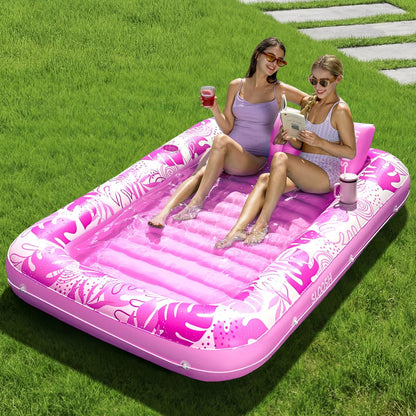 ✨ XL Blushing Pink Pool Float with Pillow | Sunbathing Lounge & Blow-Up Ball Pit