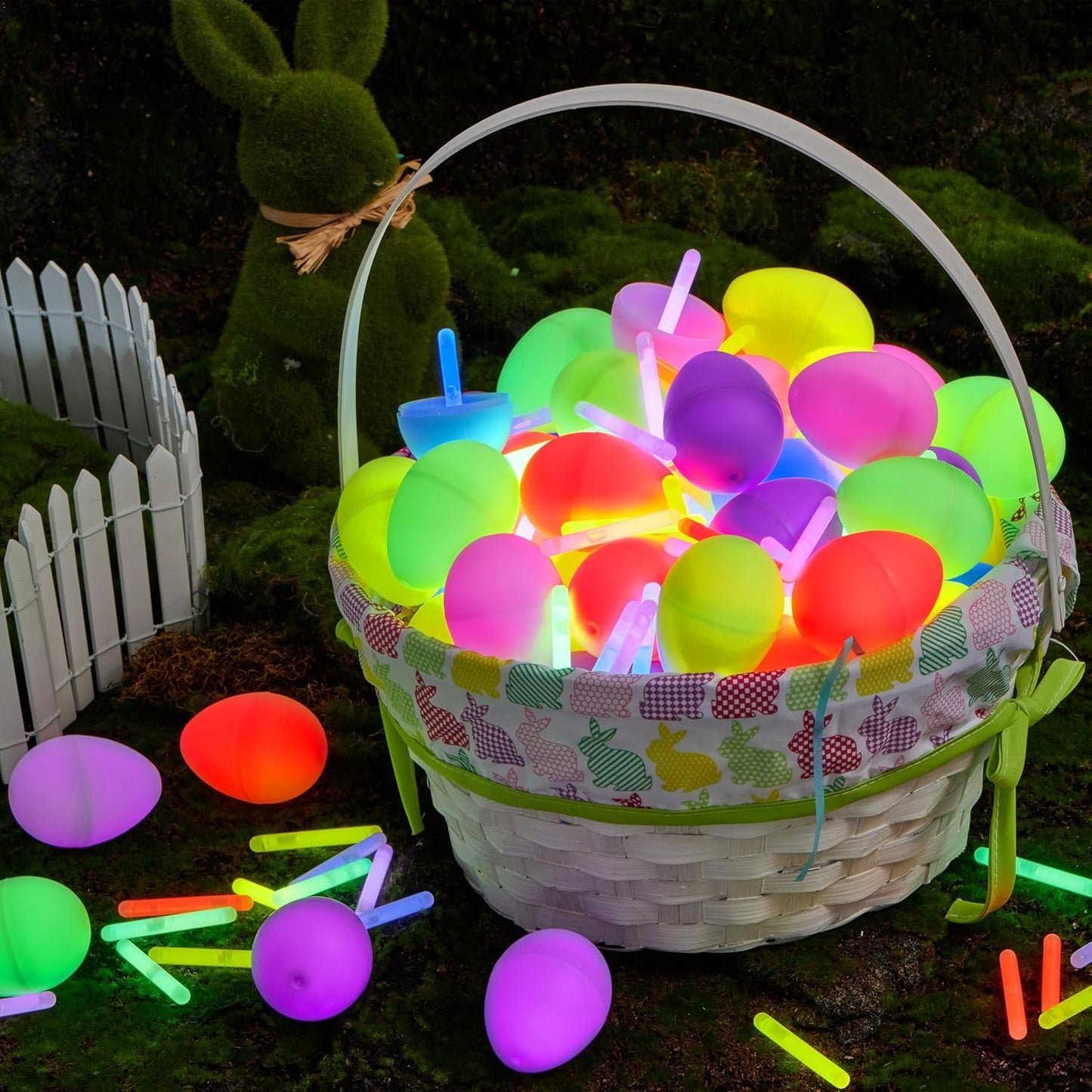 🌙100 Pcs Easter Eggs with 150 Pcs Mini Glow Sticks for Kids 🐰