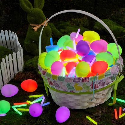🌙100 Pcs Easter Eggs with 150 Pcs Mini Glow Sticks for Kids 🐰