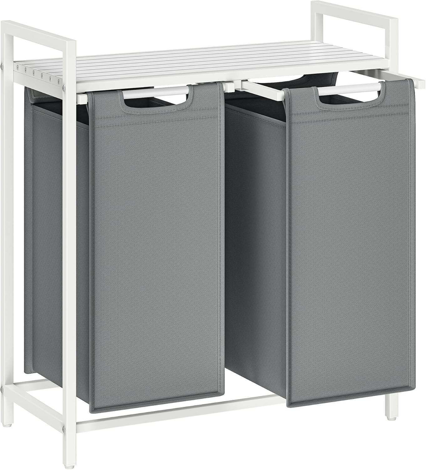2-Compartment Laundry Hamper with Shelf - 92L Large Capacity Sorter with Removable Bags
