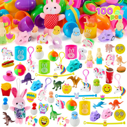 100Pcs Prefilled Easter Egg Kit | Prefilled with Toys & Stickers 🐰