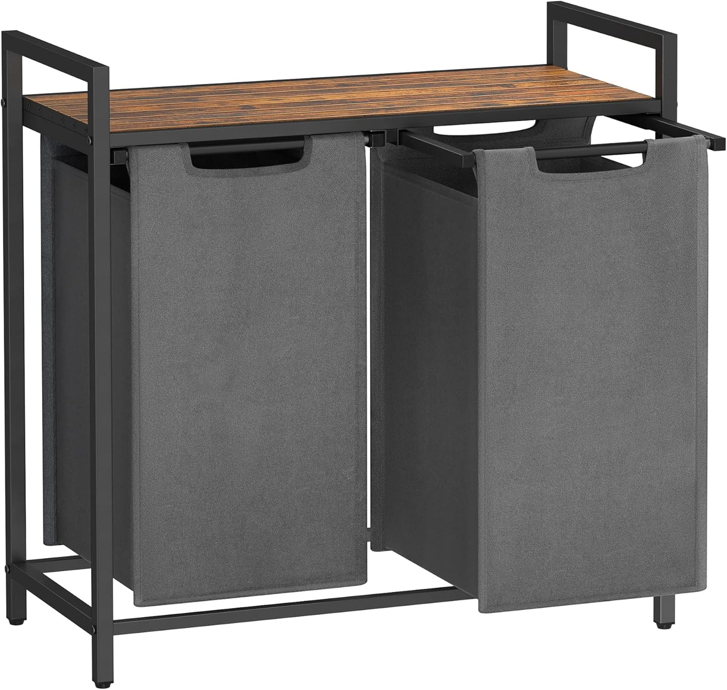 2-Compartment Laundry Hamper with Shelf - 92L Large Capacity Sorter with Removable Bags
