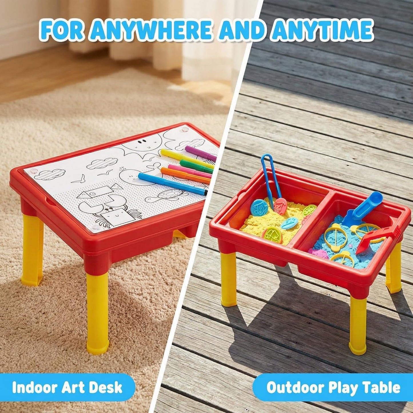 3-in-1 Kids Sensory Play Table | All-in-One Activity Set with Magic Sand ✨🏝️