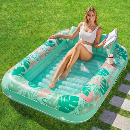 ✨ XL Blushing Pink Pool Float with Pillow | Sunbathing Lounge & Blow-Up Ball Pit