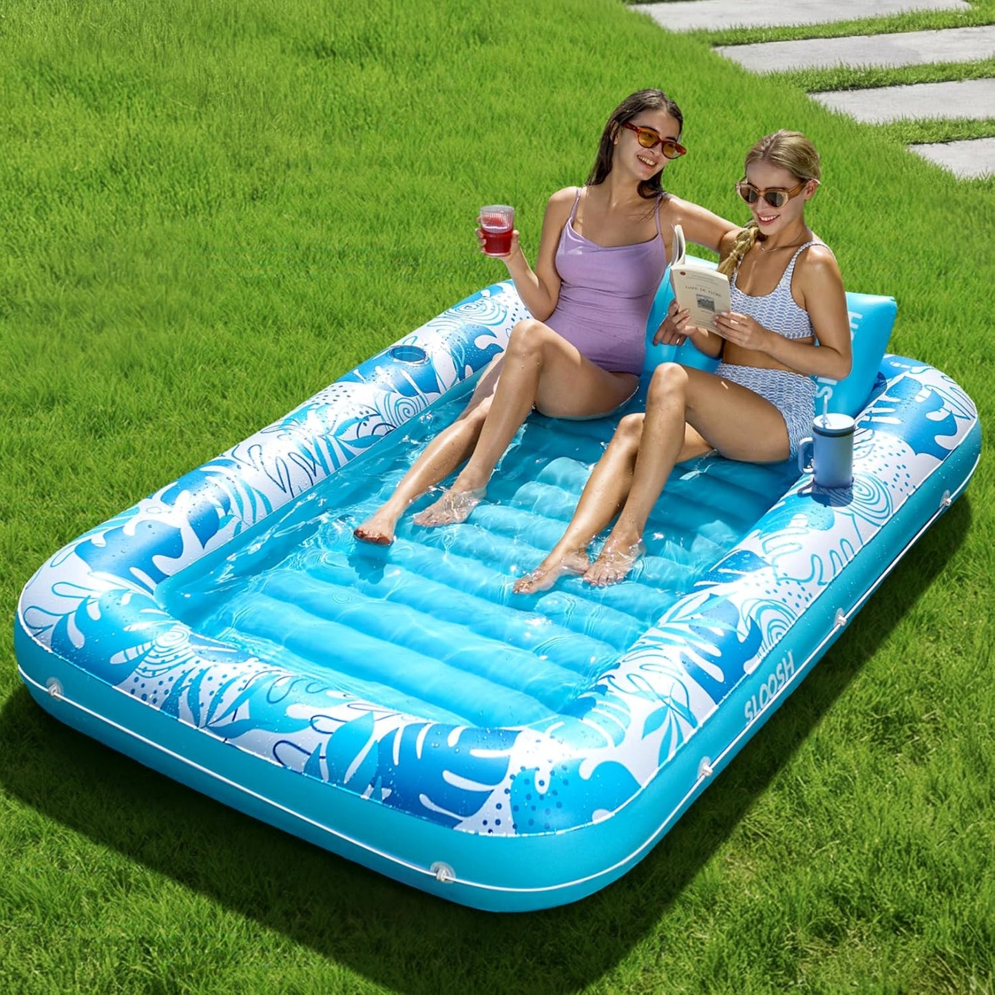 ✨ XL Blushing Pink Pool Float with Pillow | Sunbathing Lounge & Blow-Up Ball Pit