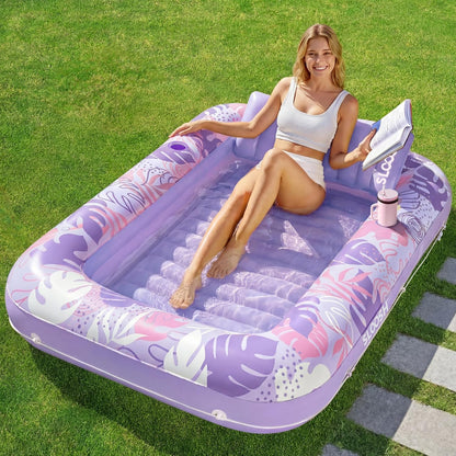 ✨ XL Blushing Pink Pool Float with Pillow | Sunbathing Lounge & Blow-Up Ball Pit