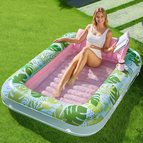 ✨ XL Blushing Pink Pool Float with Pillow | Sunbathing Lounge & Blow-Up Ball Pit