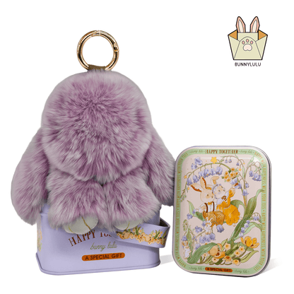 Handmade Plush Bunny Keychain with Metal Tin Box, Gift Options for Birthday Easter