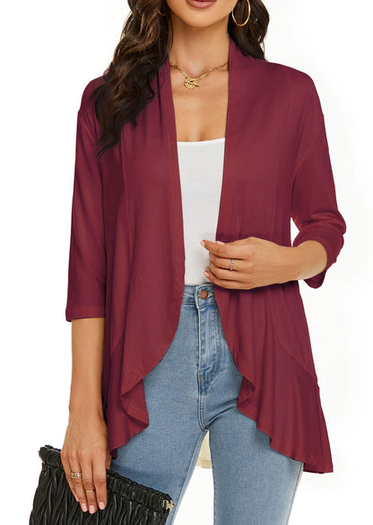 Women's Casual Lightweight Open Front 3/4 Sleeve Cardigans (🔥Same as in the video)