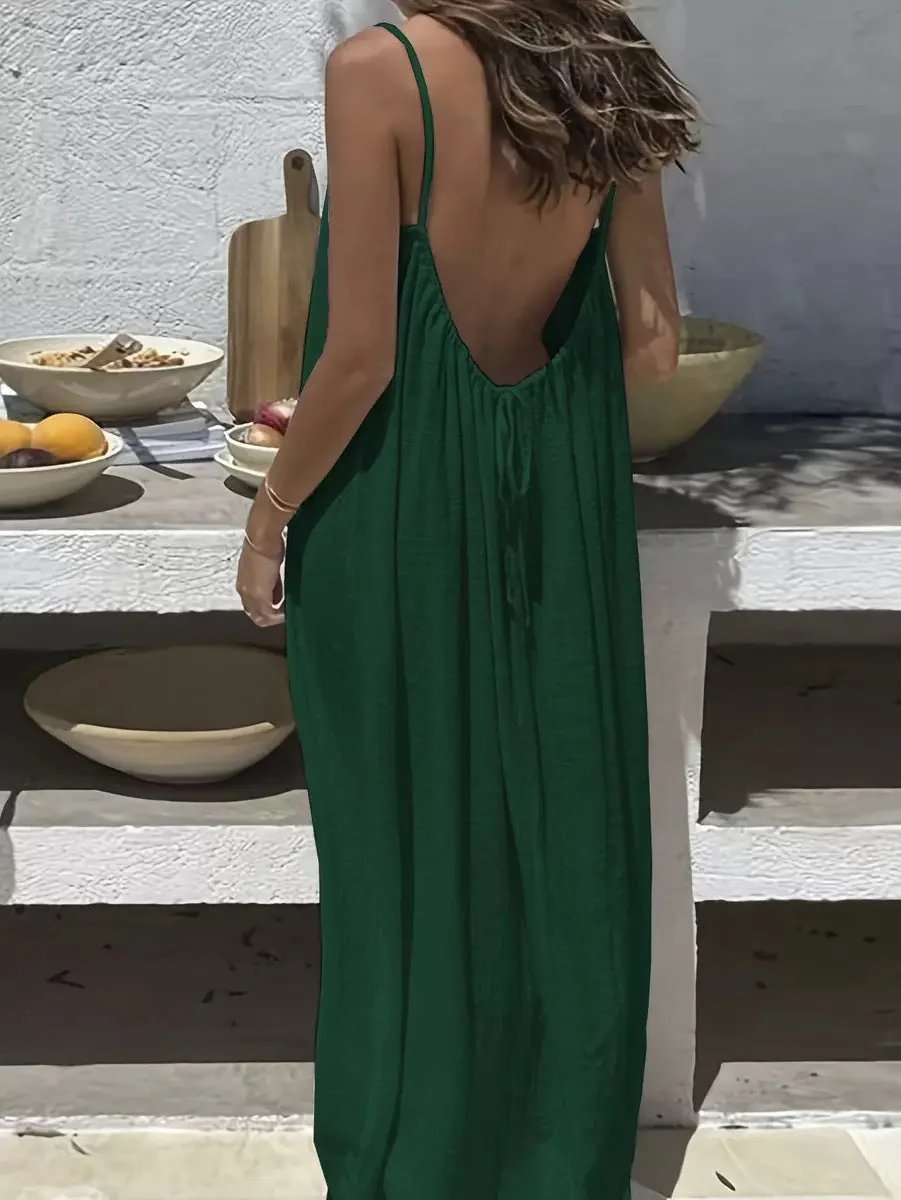 🔥TODAY 49% OFF - 💃Backless Spaghetti Strap Maxi Dress