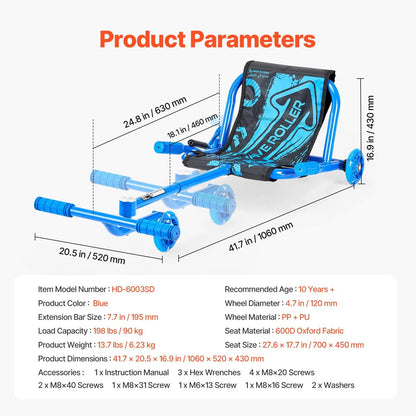 Drifting Wiggle Scooter | Heavy-Duty Swing Ride-On (Up to 90kg) 🛴