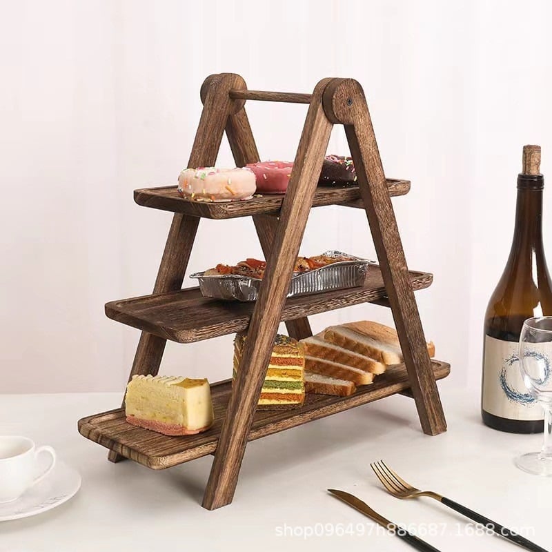 ✨ 3-Tier Wooden Serving Tray Stand