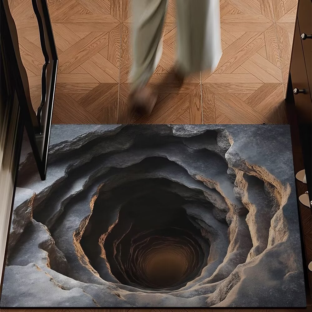 🔥Visual Illusion Endless Abyss Pattern HD Printed Non-Slip Doormat😃