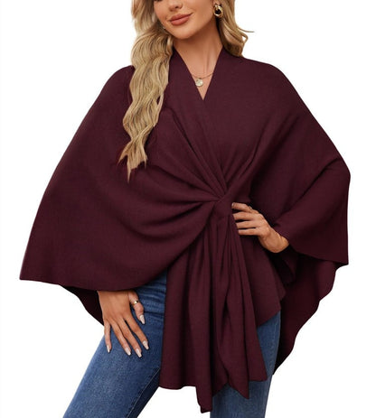 🔥LAST DAY SALE 57% OFF - Elegant Shawl Wraps Soft Open Front Poncho Sweater (30% cashmere)