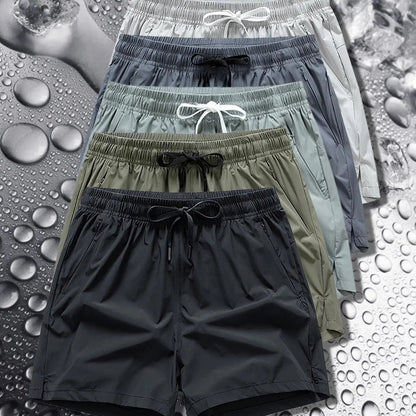 Men's Zipper Pocket Shorts, Regular Fit Casual Drawstring Waist Shorts