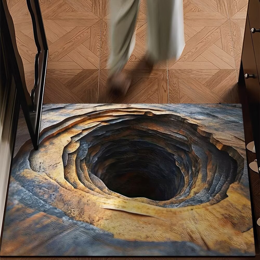 🔥Visual Illusion Endless Abyss Pattern HD Printed Non-Slip Doormat😃