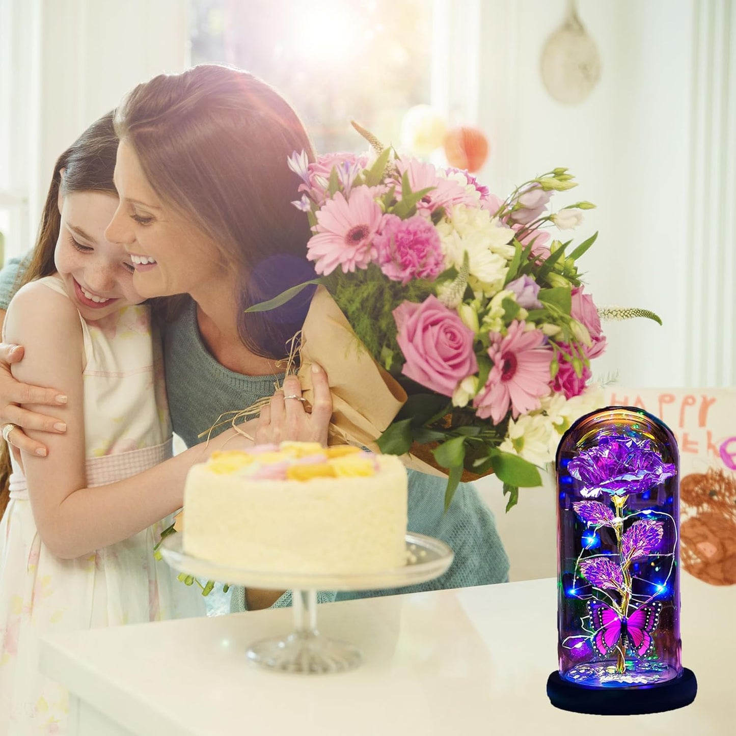 🔥Hot Sale 49%OFF - Eternal Butterfly Rose Glass Dome Display with LED Light Creative Gift
