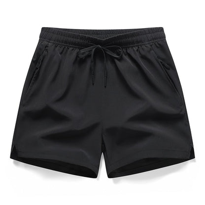 Men's Zipper Pocket Shorts, Regular Fit Casual Drawstring Waist Shorts
