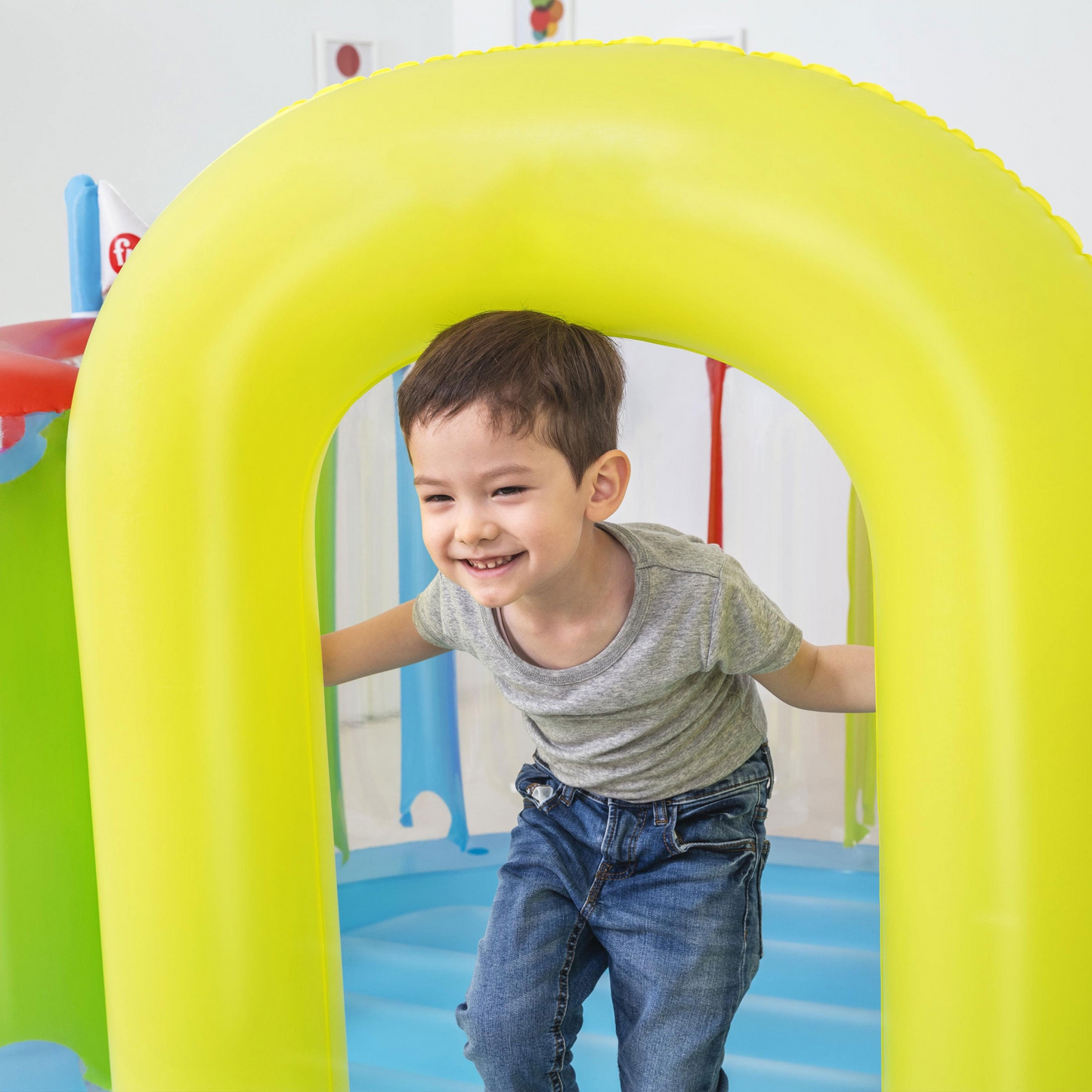 🎉Grand Opening – 50% Off!⏰️  Bestway Bouncetopia Multi-Color Child PVC Bouncer with Built-in Pump