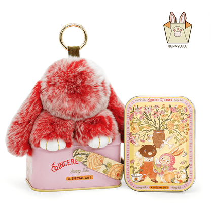 Handmade Plush Bunny Keychain with Metal Tin Box, Gift Options for Birthday Easter