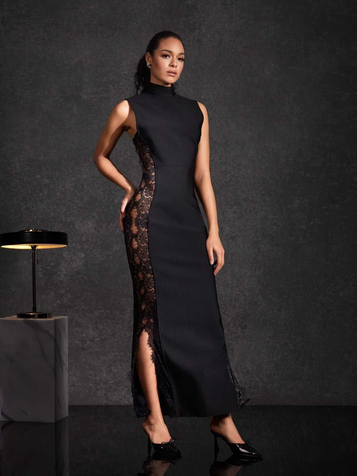 Bastian Sleeveless Lace Bandage Maxi Dress