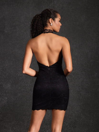 Bastijn Backless Lace Bodycon Mini Dress