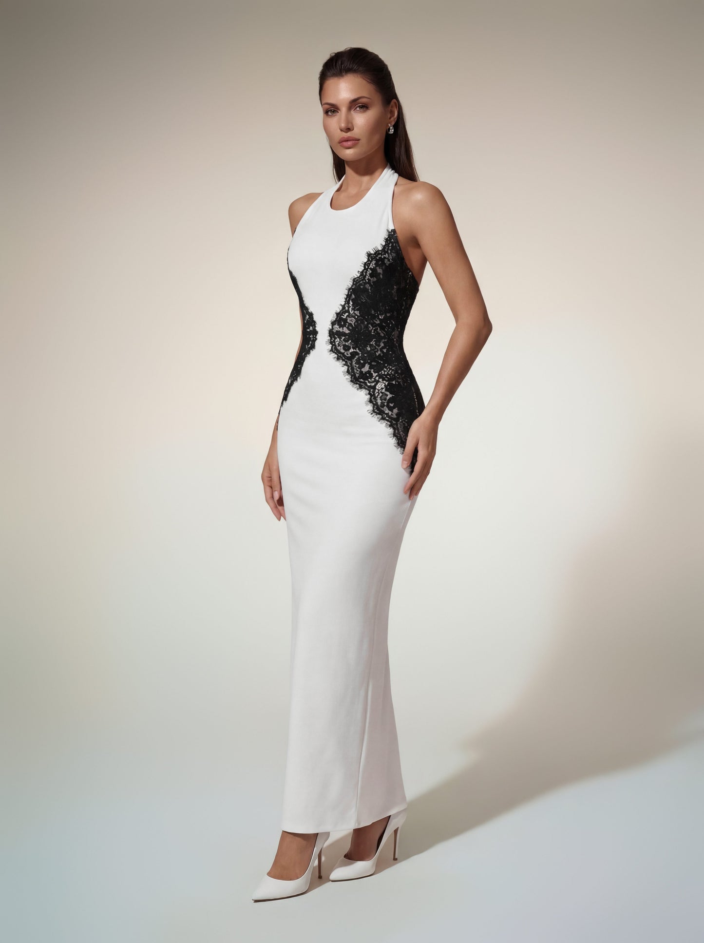 Halterneck Lace Maxi Dress