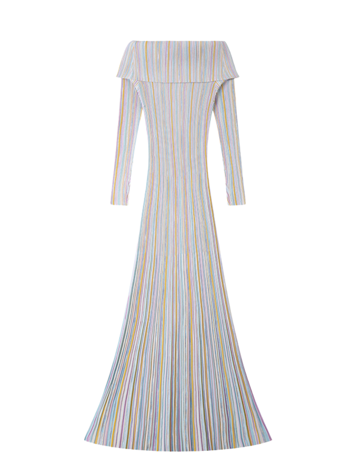 Chariel Off Shoulder Stripe Knit Maxi Dress