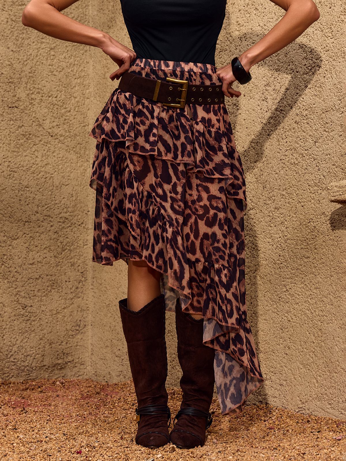 Cheree Leopard Ruffle Skirt