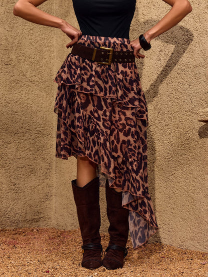 Cheree Leopard Ruffle Skirt
