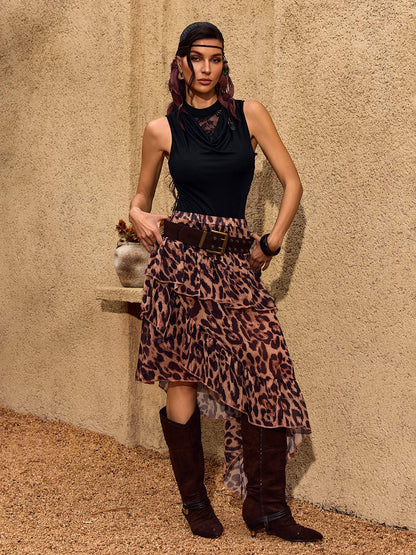 Cheree Leopard Ruffle Skirt