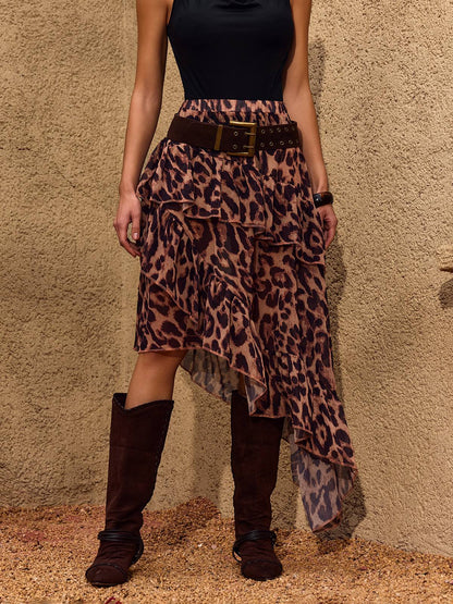 Cheree Leopard Ruffle Skirt