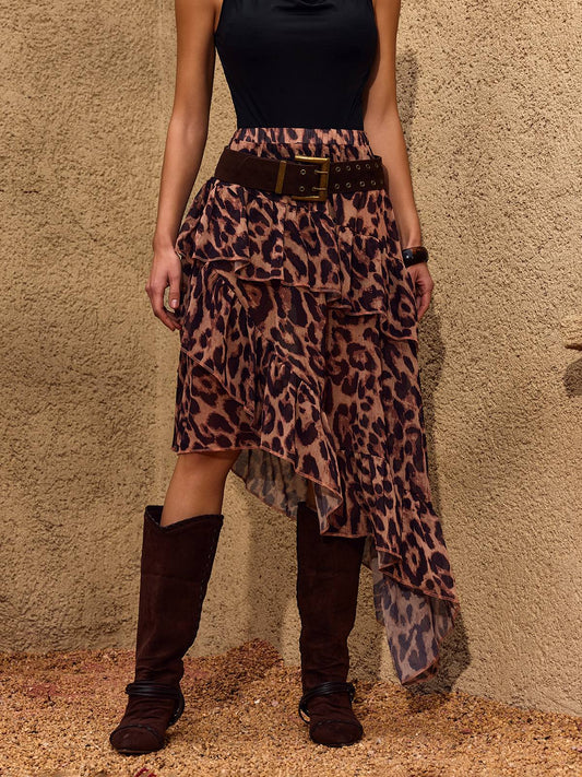 Cheree Leopard Ruffle Skirt