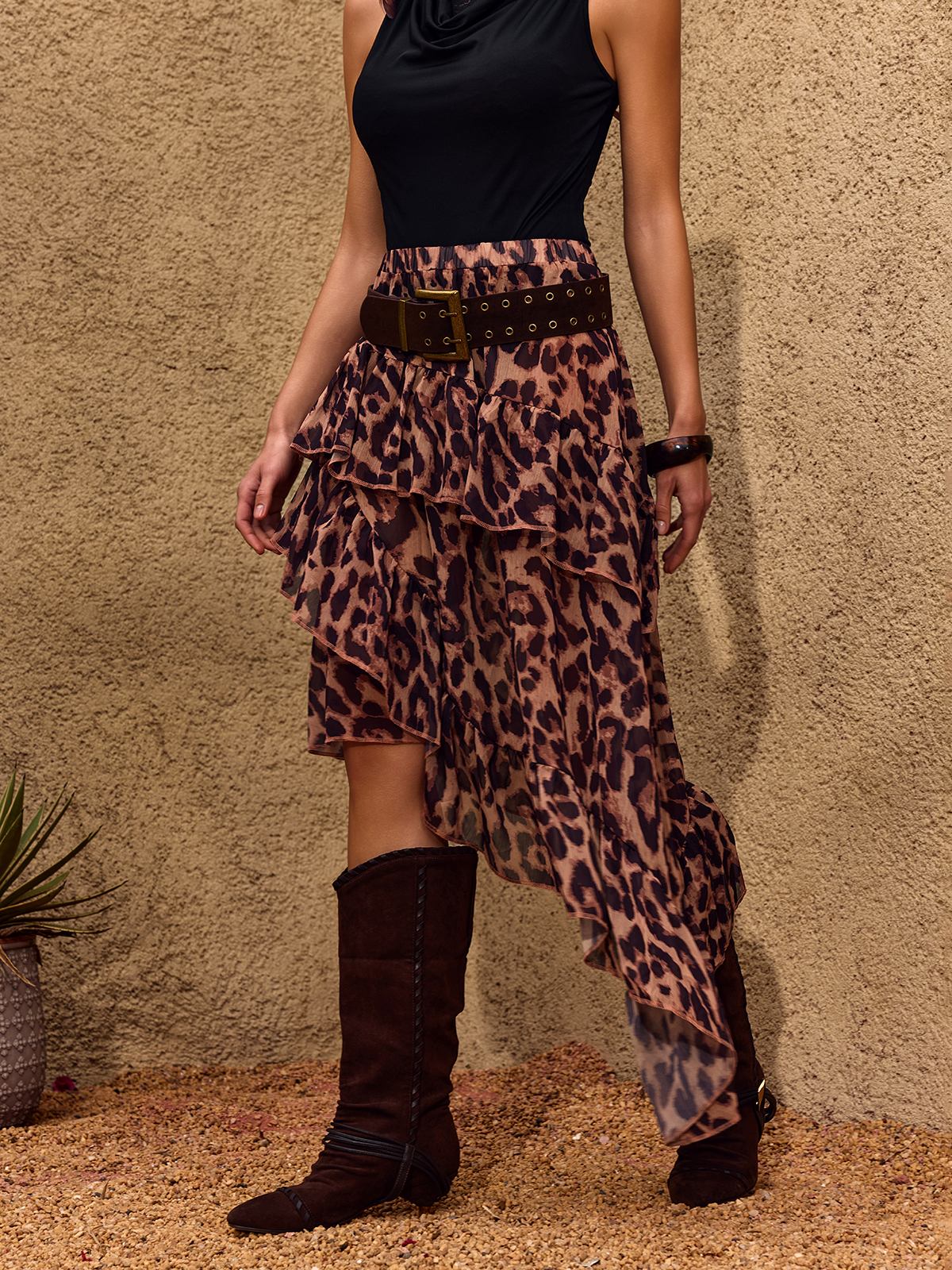 Cheree Leopard Ruffle Skirt