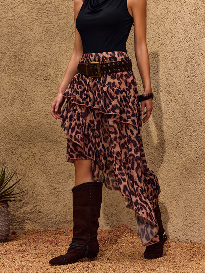 Cheree Leopard Ruffle Skirt