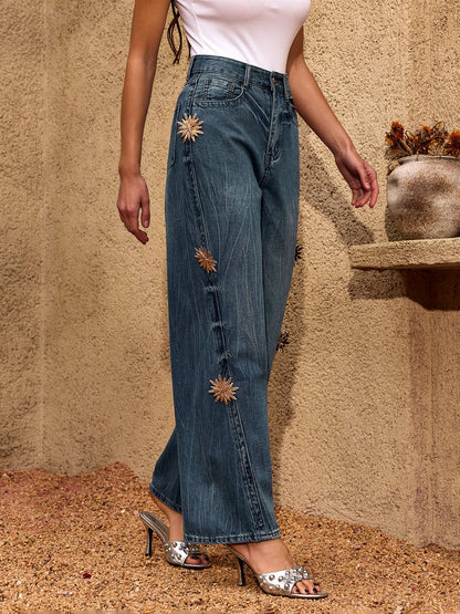 Chesna Metal Buckle Straight Jeans