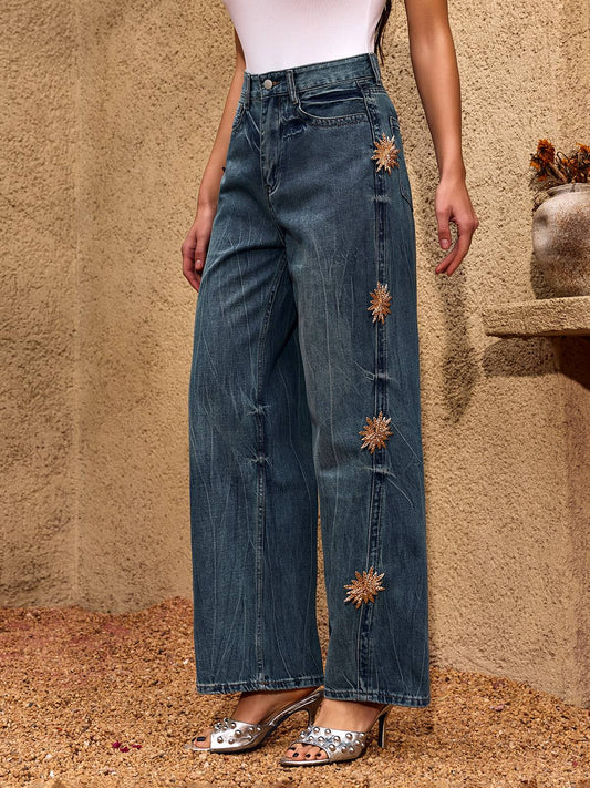 Chesna Metal Buckle Straight Jeans