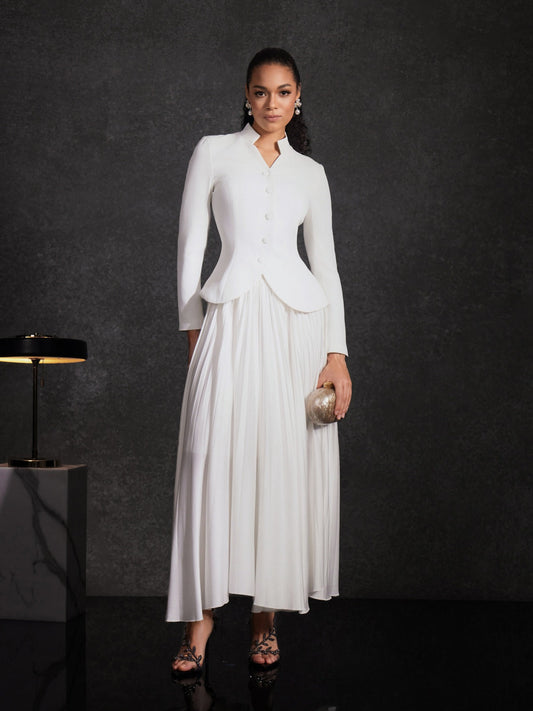 Driftwind Stand Collar Pleated Skirt Set