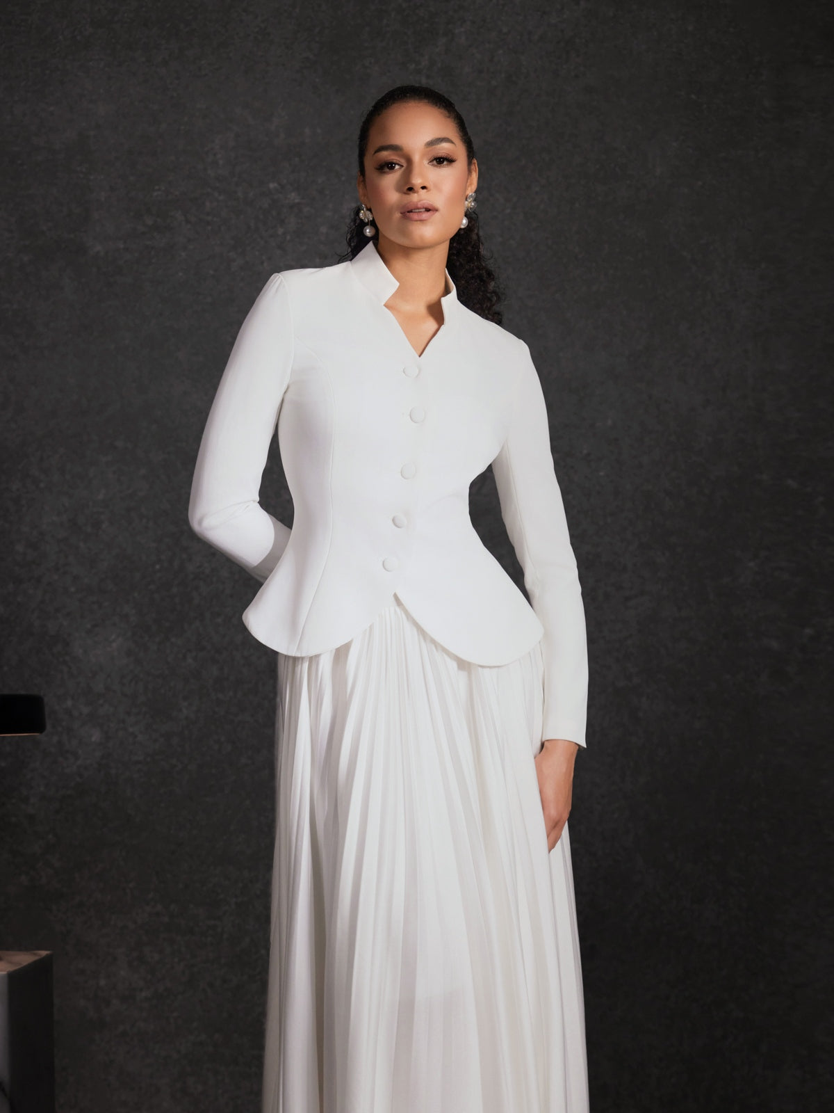 Driftwind Stand Collar Pleated Skirt Set