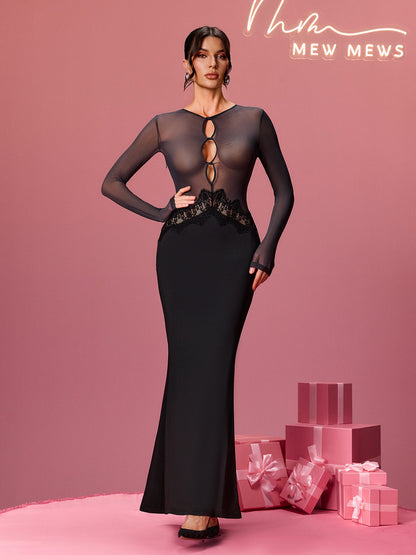 Drizelle Long Sleeve Cutout Twiested Maxi Dress