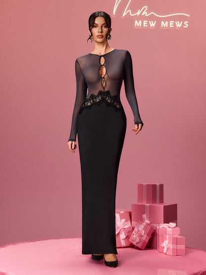 Drizelle Long Sleeve Cutout Twiested Maxi Dress