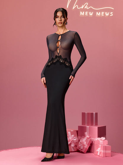 Drizelle Long Sleeve Cutout Twiested Maxi Dress