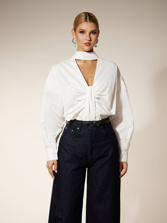 Ehawee Long Sleeve Cutout Shirt