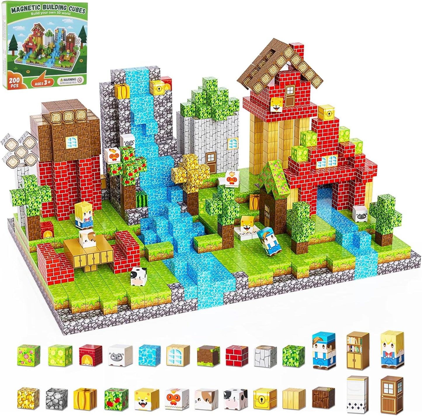 🏗️ Minecraft‑Style Pixel World | 3D Magnetic Blocks Building Set