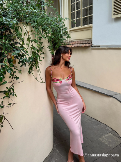 Flower Embroidered Maxi Dress