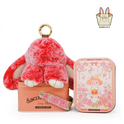 Handmade Plush Bunny Keychain with Metal Tin Box, Gift Options for Birthday Easter