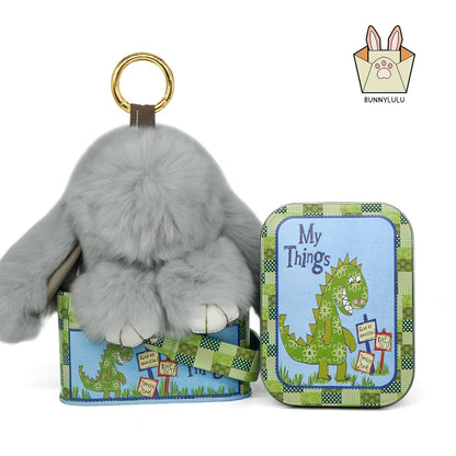 Handmade Plush Bunny Keychain with Metal Tin Box, Gift Options for Birthday Easter