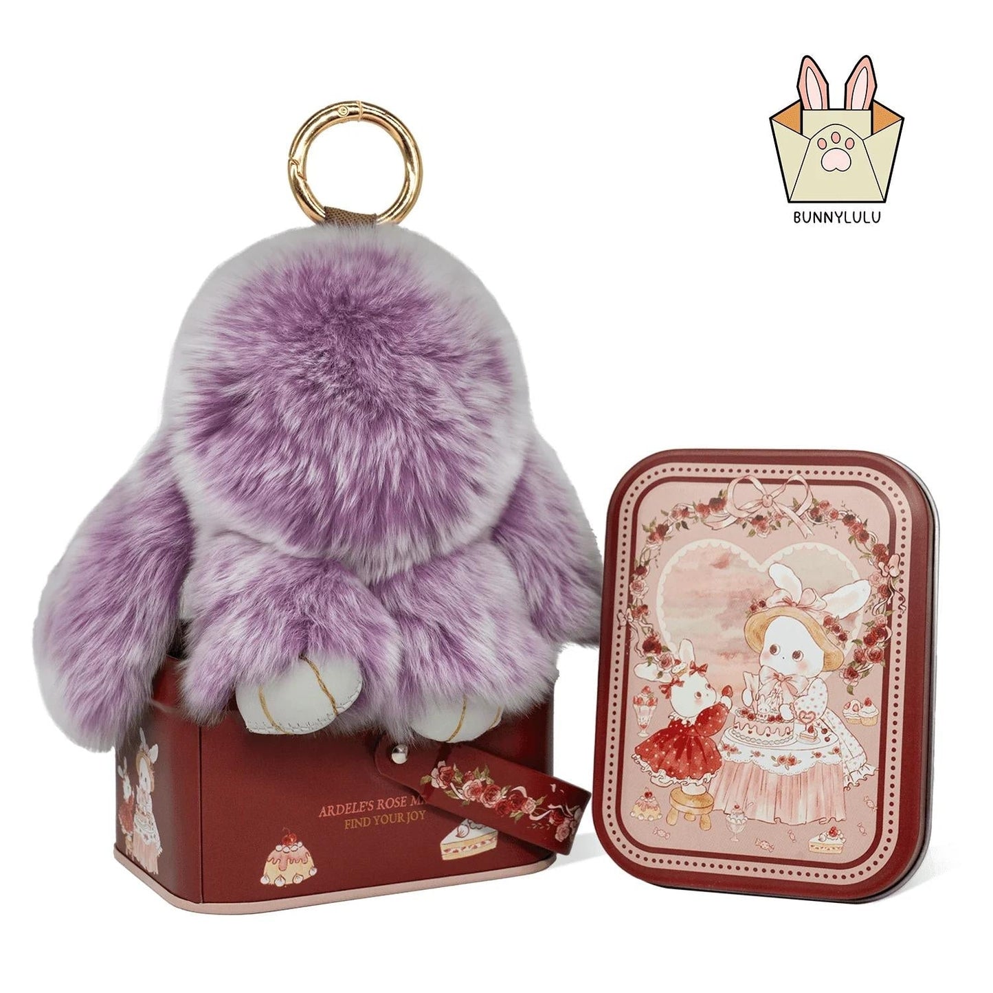 Handmade Plush Bunny Keychain with Metal Tin Box, Gift Options for Birthday Easter
