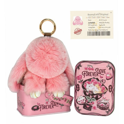 Handmade Plush Bunny Keychain with Metal Tin Box, Gift Options for Birthday Easter