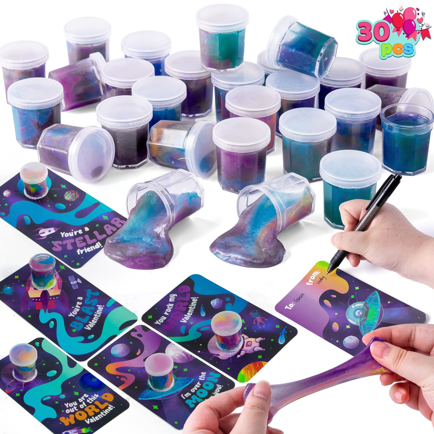 ⏰ Clearance ends in 24 hours! 💥 30 Packs Galaxy Slime With Cards for Kids
